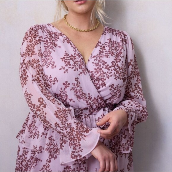 plus size LC lauren conrad peplum waist faux-wrap long sleeve dress size 2x - Picture 3 of 8